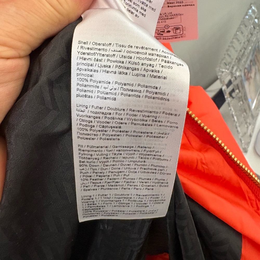 Culture Long Orange Down Puffer Vest | 90% Down | Sleeveless | Size S | NWT - Picture 10 of 12